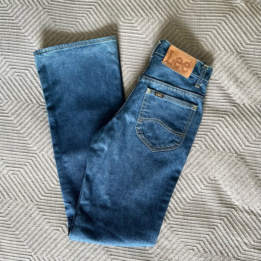 70s Vintage Lee Riders Medium Wash Bell Bottom Flare Jeans 25x33